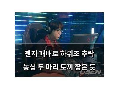 젠지 패배로 하위조 추락 농심 두 마리 토끼 잡은 듯
