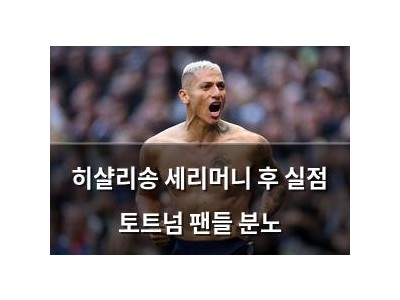 히샬리송 세리머니 후 실점 토트넘 팬들 분노