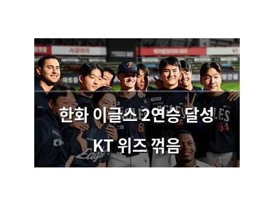 한화 이글스 2연승 달성 KT 위즈 꺾음
