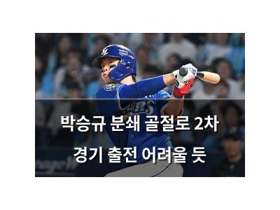 박승규 분쇄 골절로 2차 경기 출전 어려울 듯