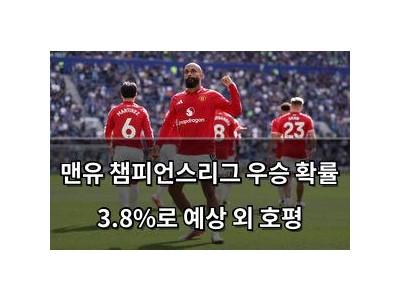 맨유 챔피언스리그 우승 확률 3.8%로 예상 외 호평
